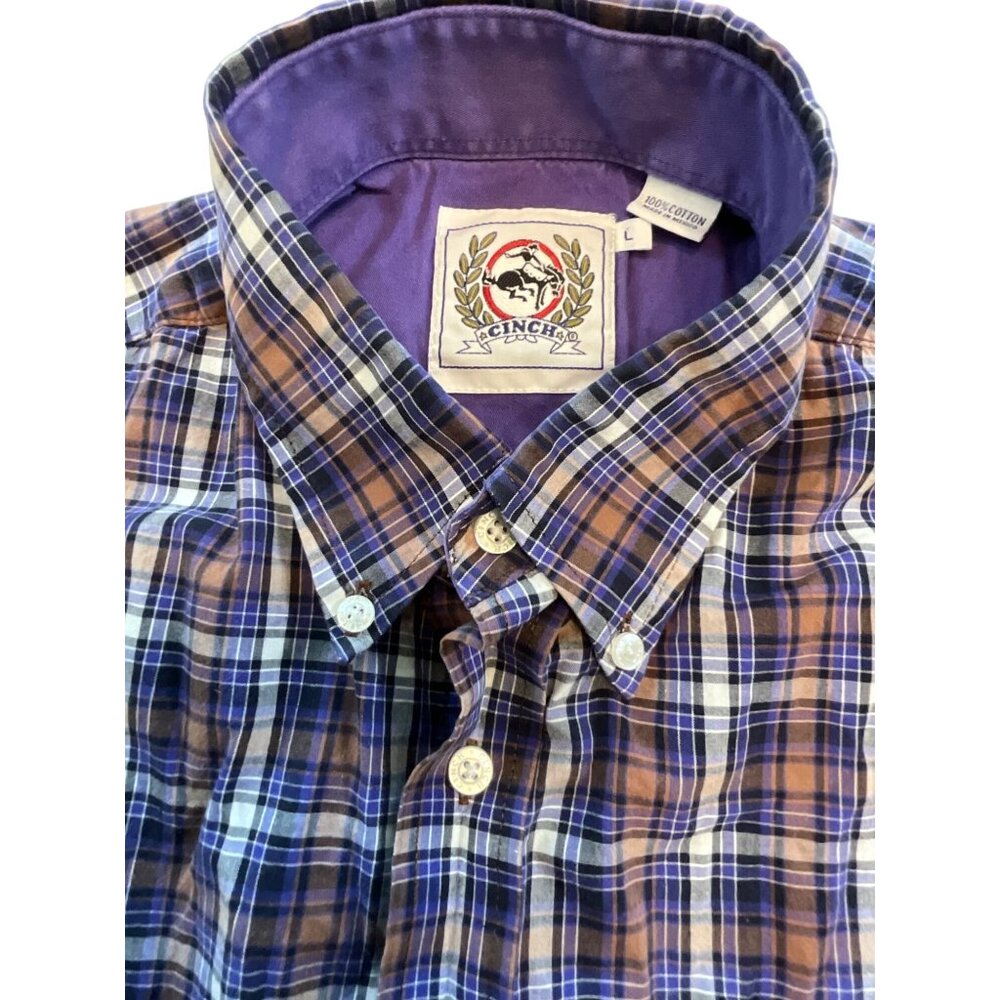 Cinch Long Sleeve‎ Button Up Large Shirt Brown/Black/Blue/White